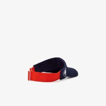 Lacoste SPORT Roland Garros Two-Tone Piqué Visor - Čepice Pánské Tmavě Blankyt Blankyt / Červené / B